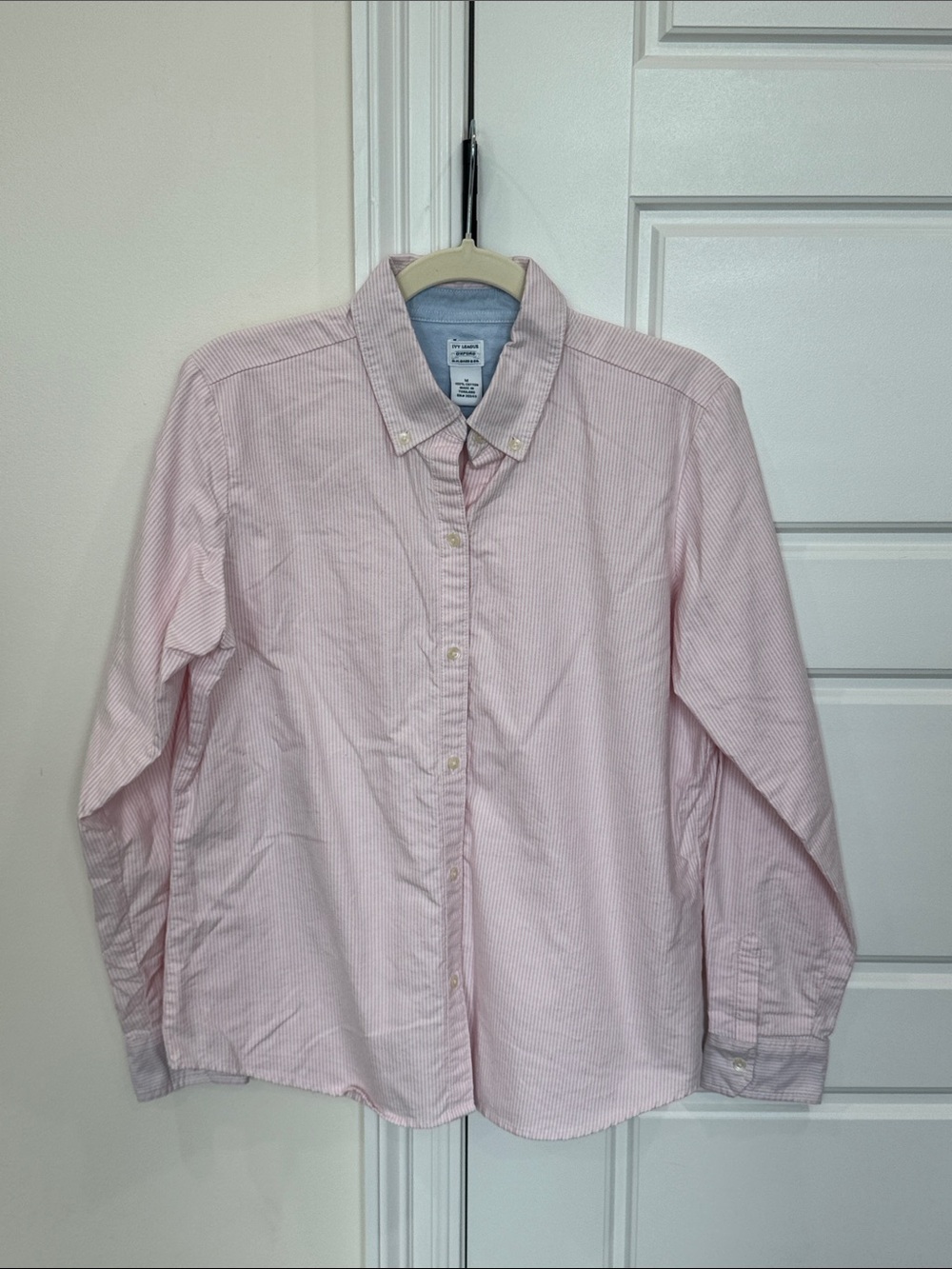 Ivy League Oxford Shirt G.H. Bass & Co Pink & White Stripes 100% Cotton Preppy